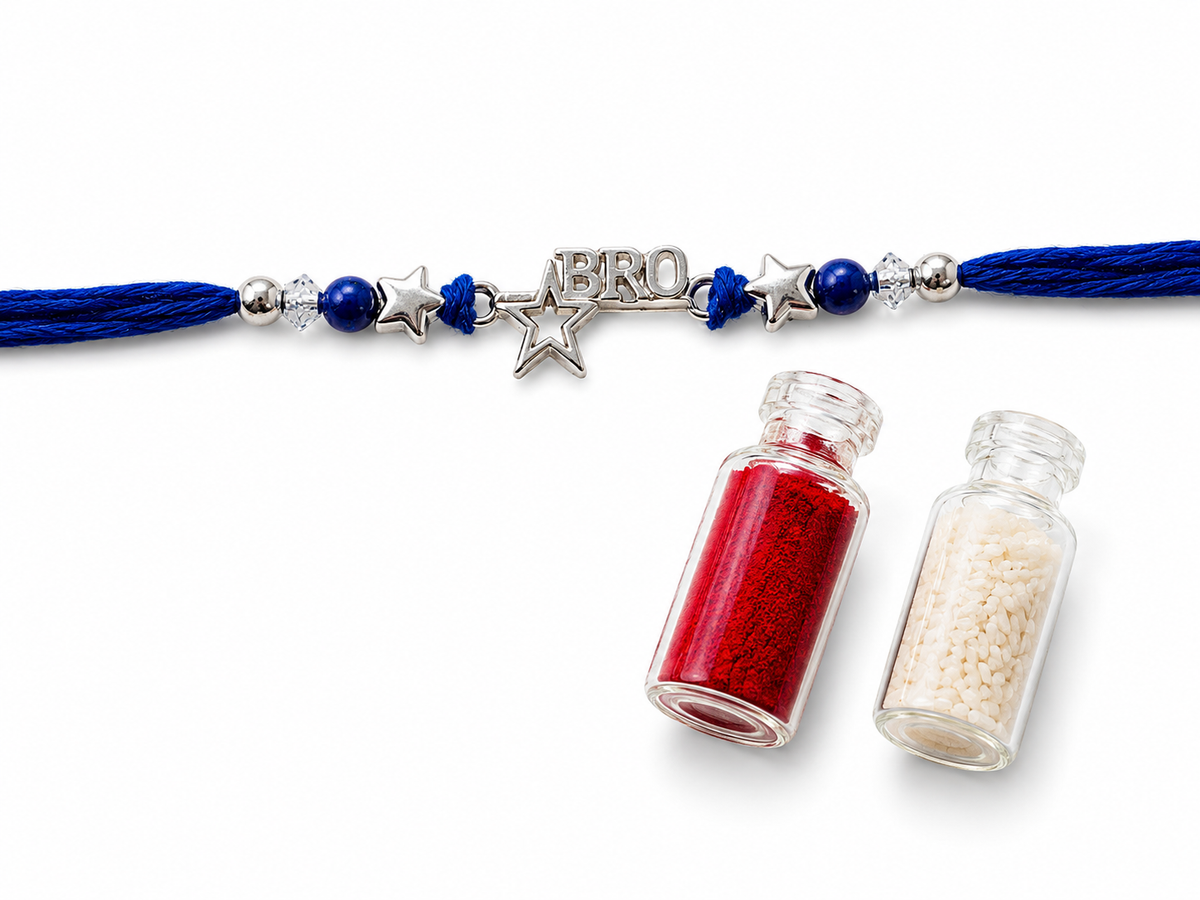 925 Silver Bro Star Rakhi for Brother | House of Diana