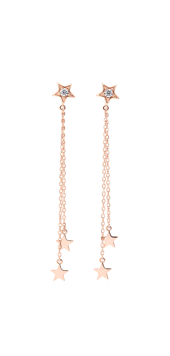 Star Drop Long Chain Earrings