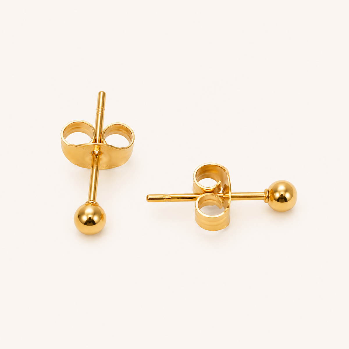 Edge Round Ball Stud Earrings