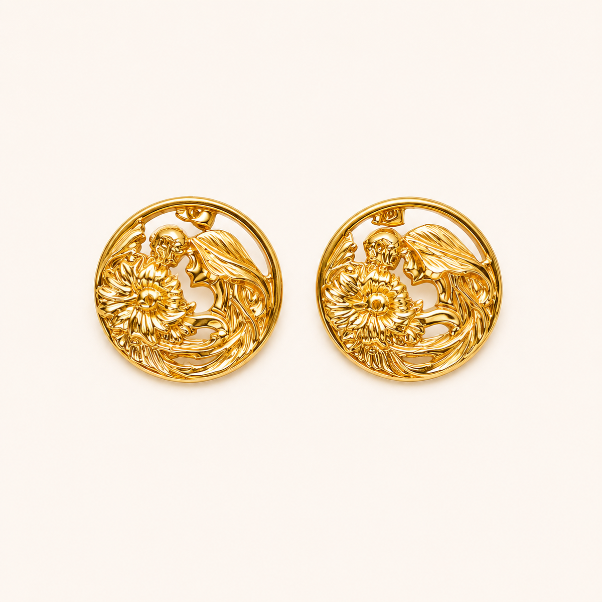 Vintage Gold Medallion Earrings