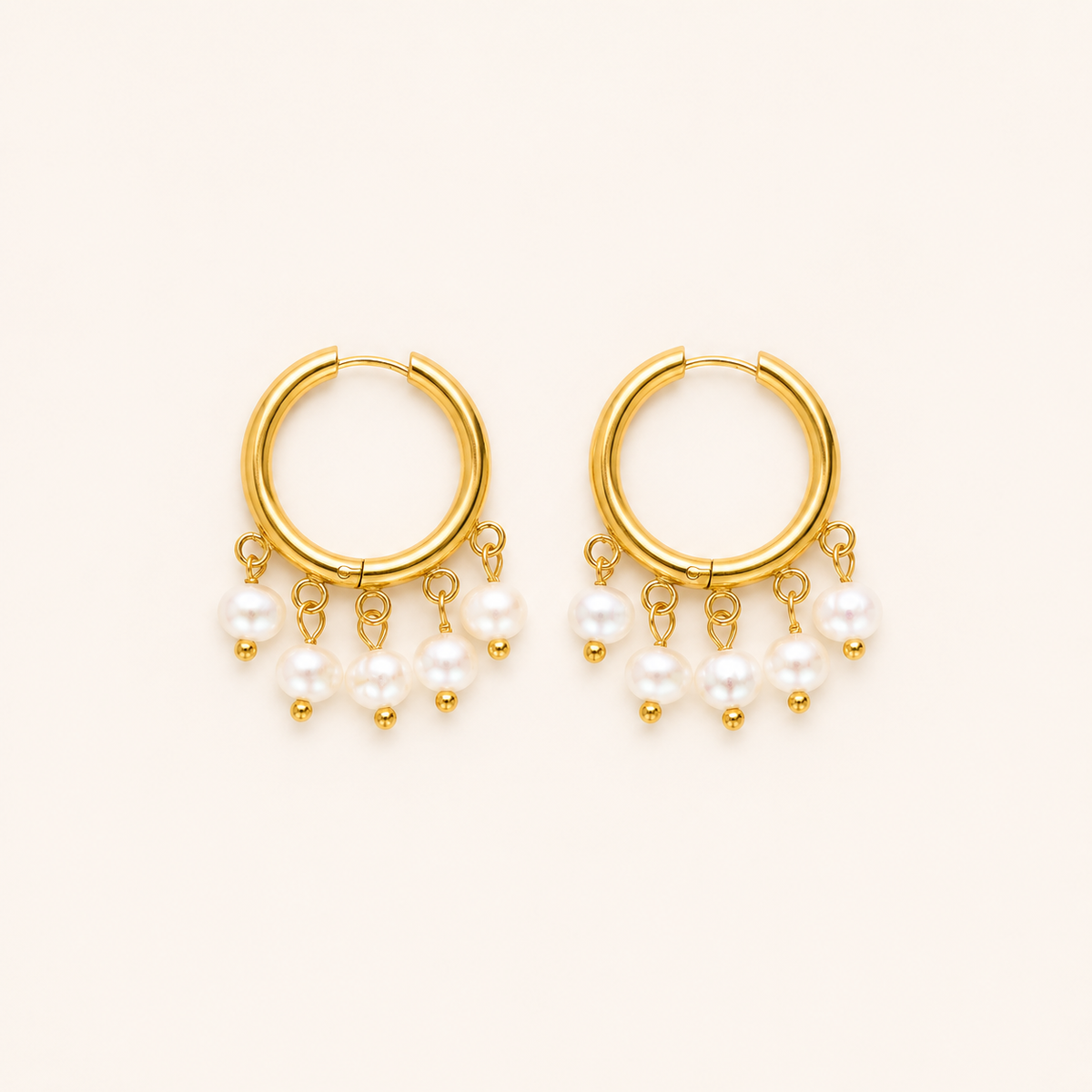 Pearl Charm Hoop Earrings