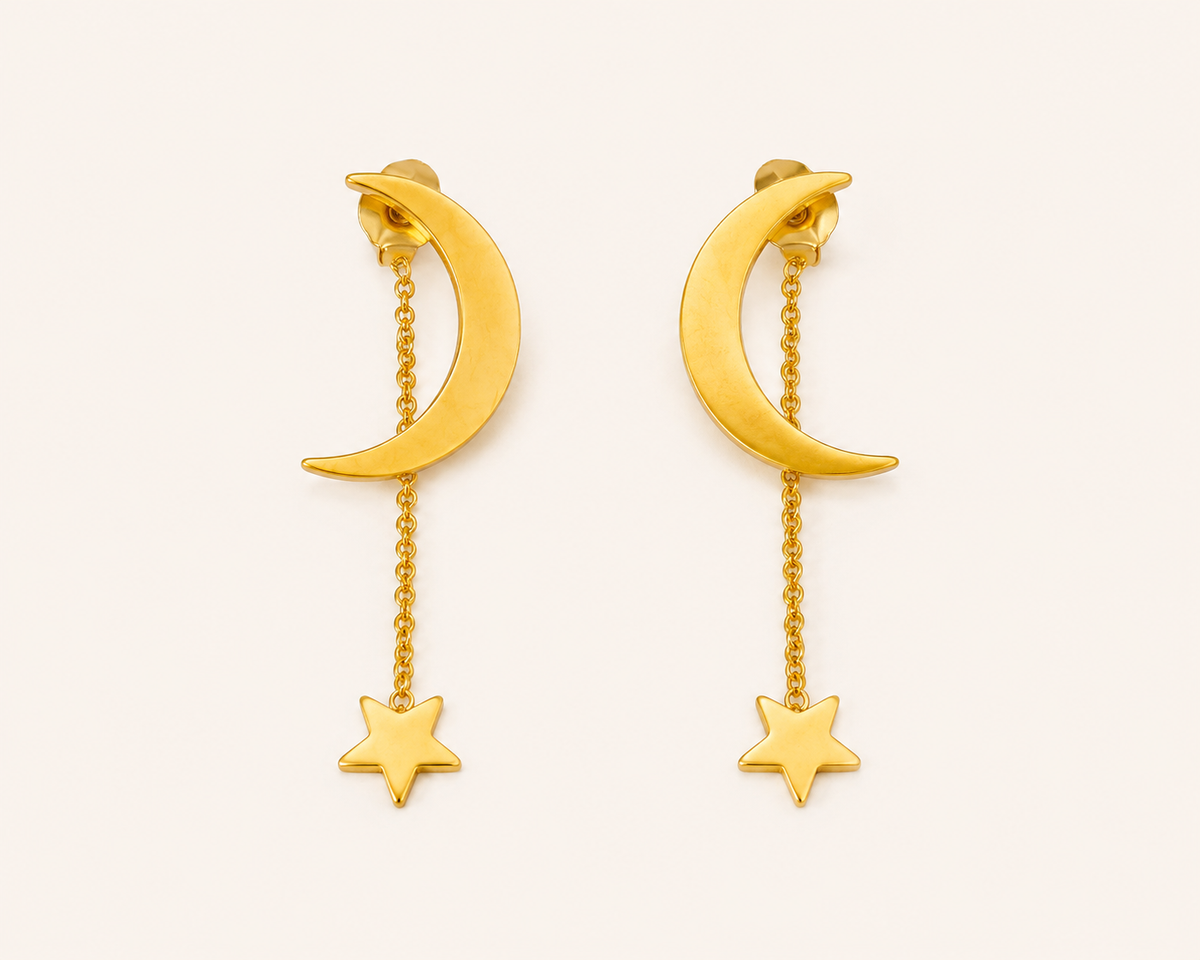 Moon & Star Drop Earrings