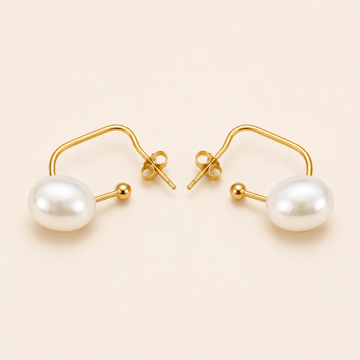 Open Hook Pearl Drop Earrings