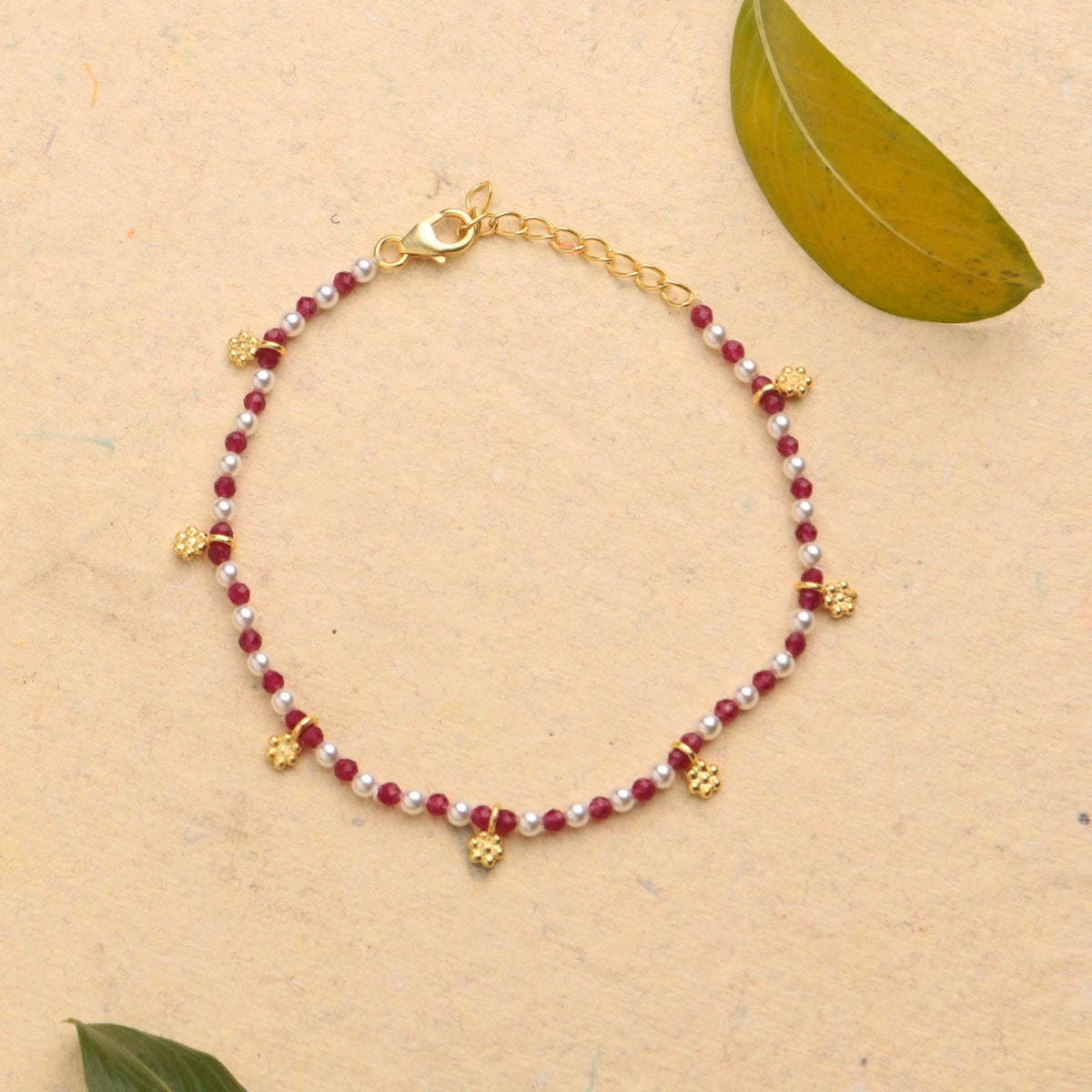 925 Sterling Silver Gold Plated  Ruby Bracelet for Women Gold Plated Gemstone Bracelet Elegant Jewelry Gift for Her