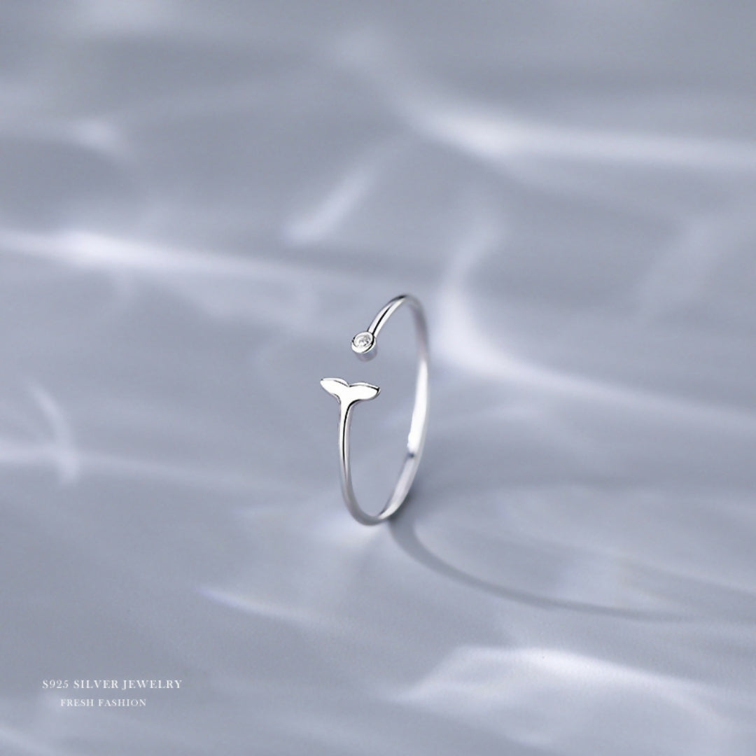 Brd Jewelry 925 Sterling Silver Fish Tail Ring, Adjustable Silver Rings For Women & Girls