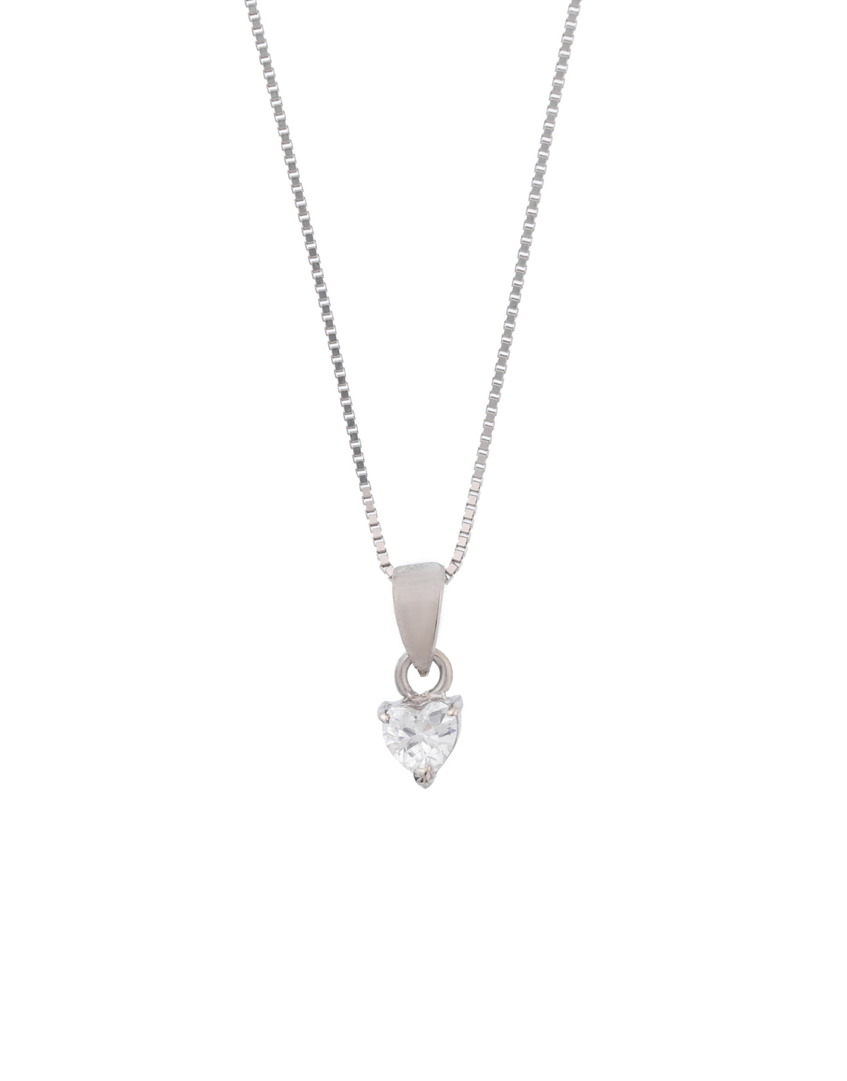 elegant sterling silver heart pendant charm with single cz stone
