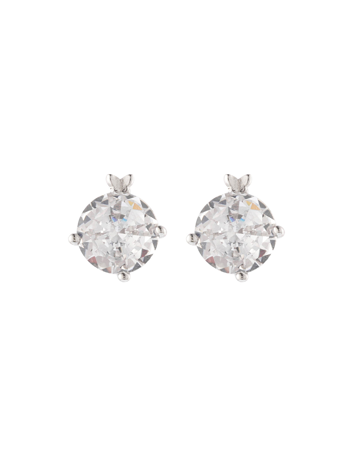 elegant white solitaire sterling silver stud earrings