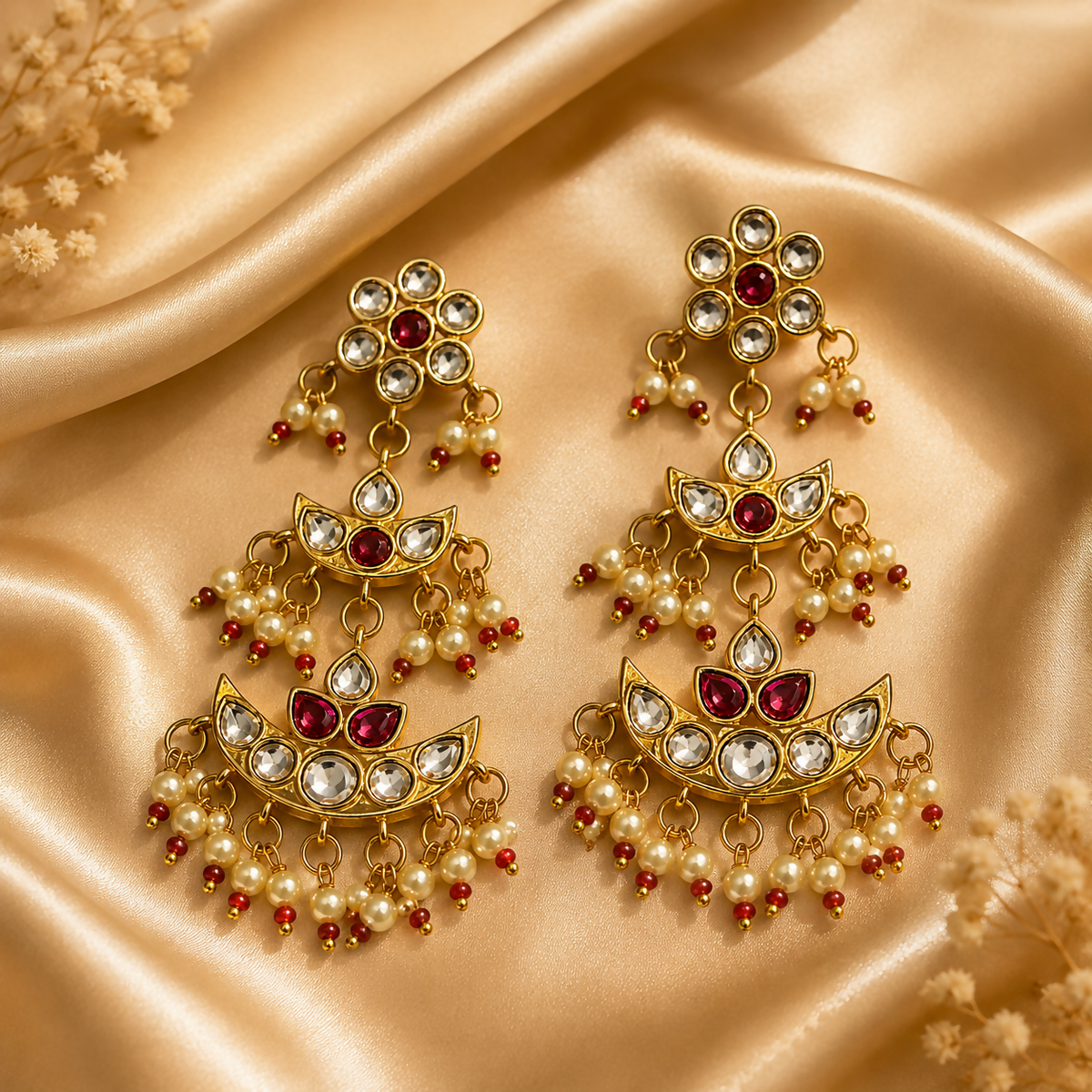 Regal Ruby Pearl Necklace Set (with Maantika)