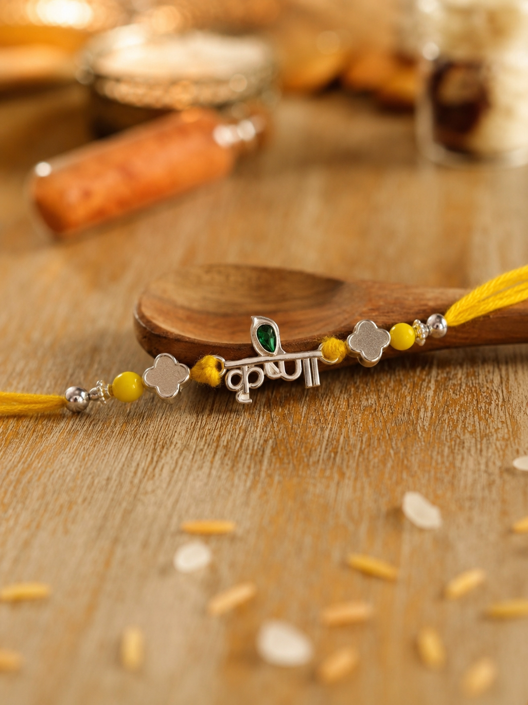 925 Silver Krishna Rakhi, Yellow Thread | House of Diana