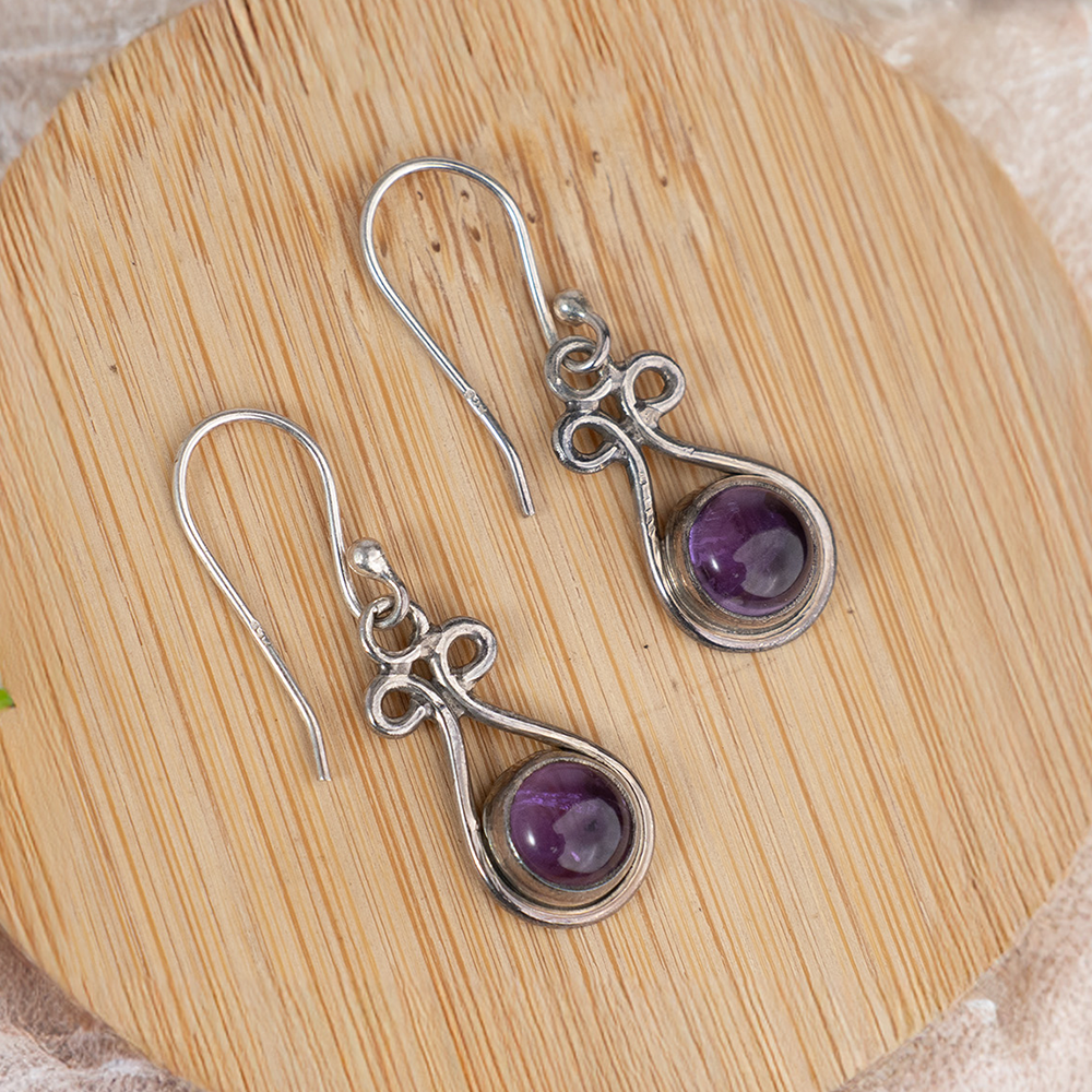 925 Silver Amethyst Earrings – Stunning natural amethyst stones for calming energy. Perfect healing gift for women