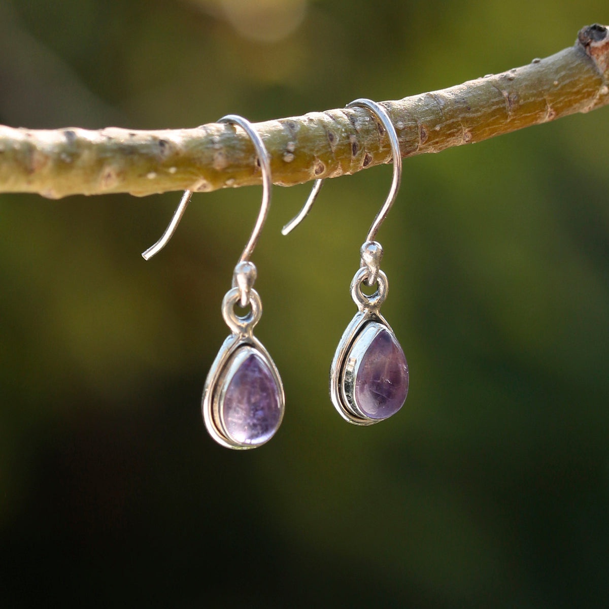 925 Sterling Silver Amethyst Earrings for Women Natural Stone Jewelry