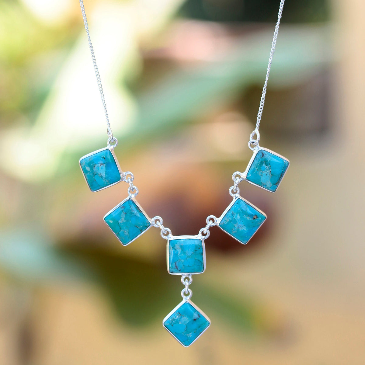 925 Sterling Silver Turquoise Necklace – Elegant, Minimalist Design with Stunning Blue Gemstones for Everyday and Special Occasions