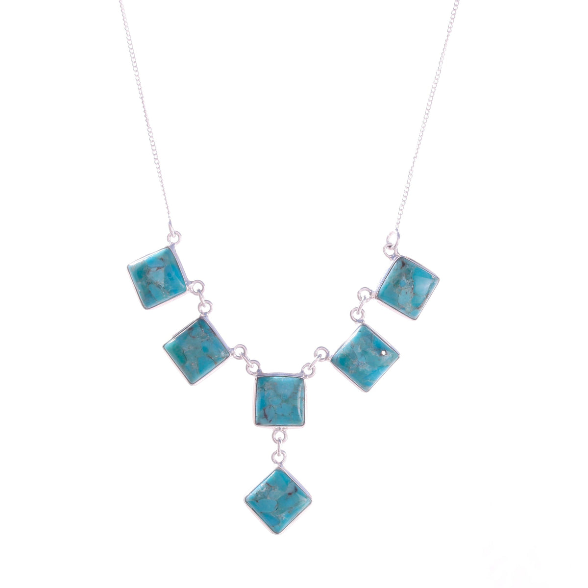 925 Sterling Silver Turquoise Necklace – Elegant, Minimalist Design with Stunning Blue Gemstones for Everyday and Special Occasions