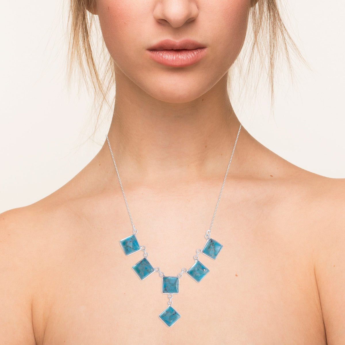 925 Sterling Silver Turquoise Necklace – Elegant, Minimalist Design with Stunning Blue Gemstones for Everyday and Special Occasions
