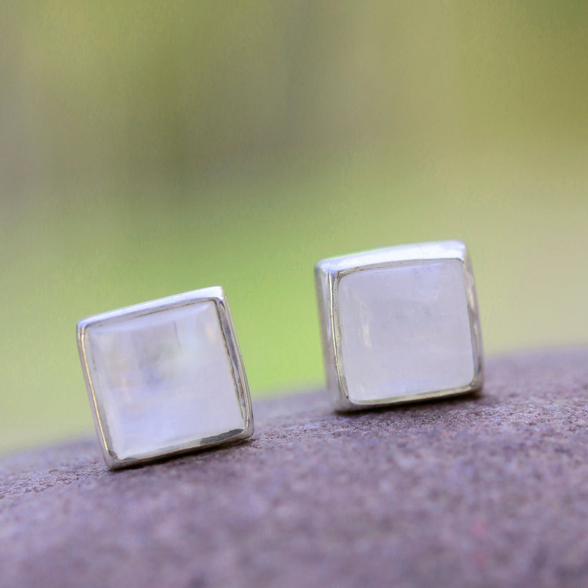925 Silver Moonstone Stud Earrings – Elegant Design for Women & Girls