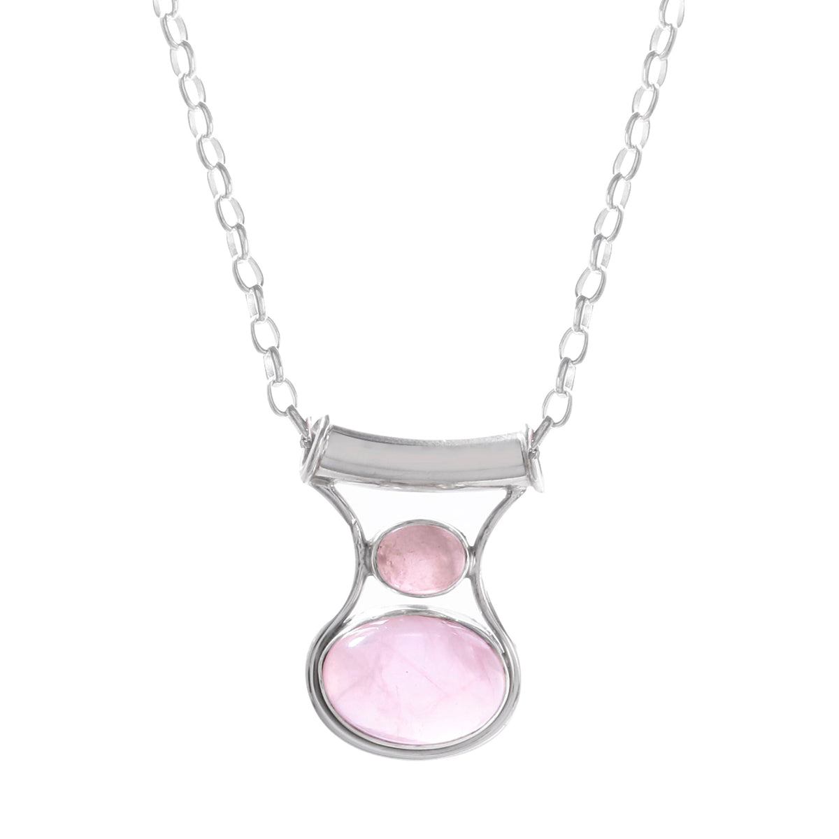 925 Silver  Rose Quartz Pendant with 18-Inch Chain Heart-Healing Crystal, Perfect Romantic Gift