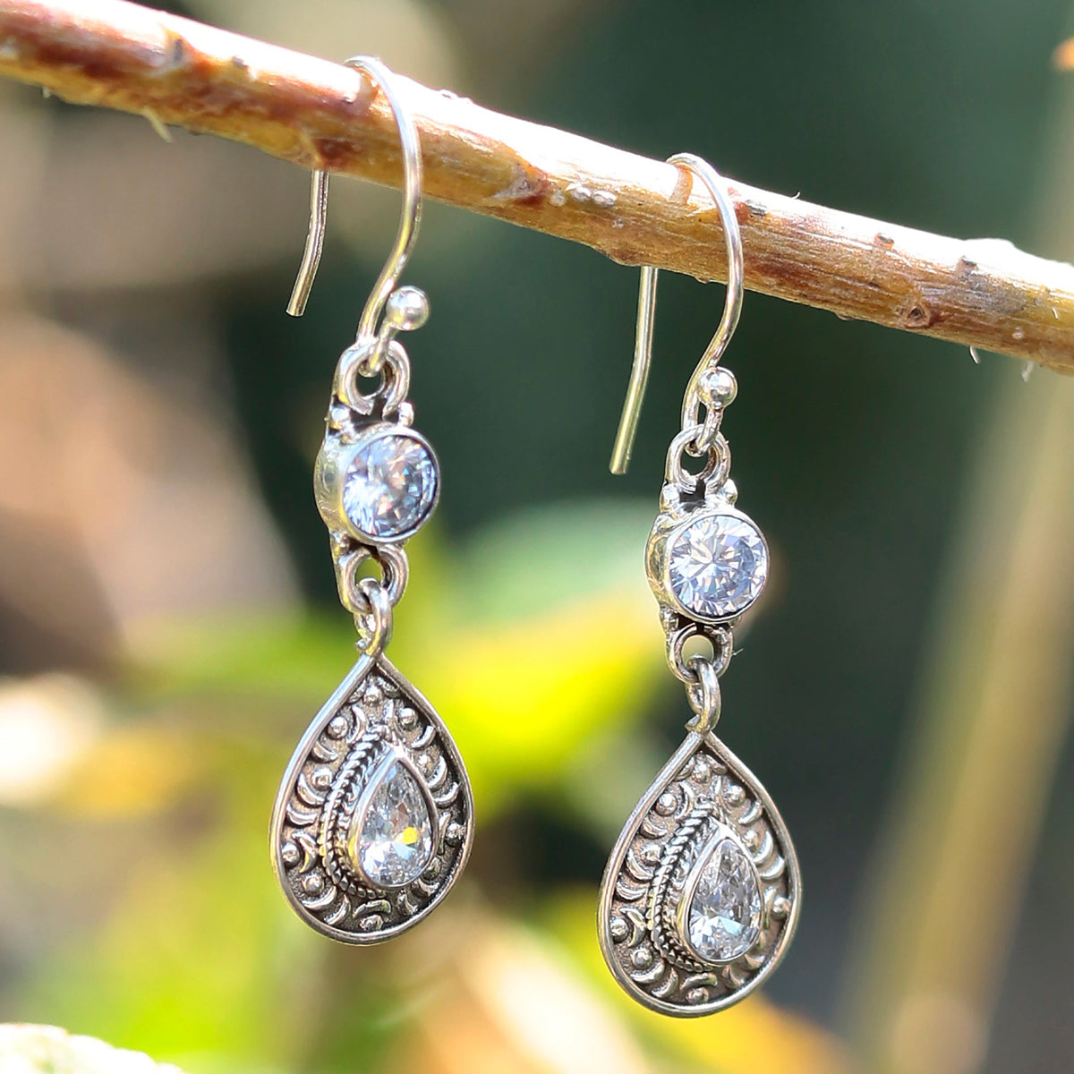 925 Sterling Silver AD Zircon Earrings – Elegant Zircon Gemstone Jewelry for Women