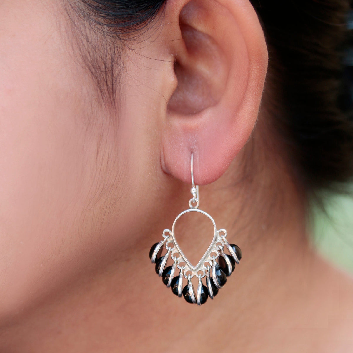 925 Luxury Sterling Silver Earrings for Women – Handcrafted with Black Onyx Stone Elegant Statement Jewelry for Any Occasion