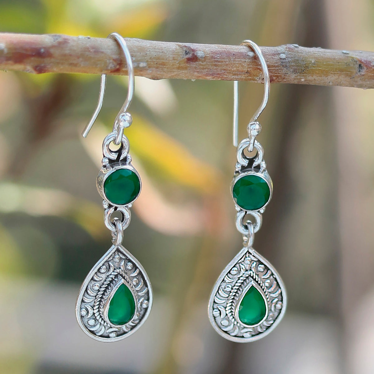 925 Sterling Silver Emerald Earrings – Elegant Natural Emerald Gemstone Jewelry for Women