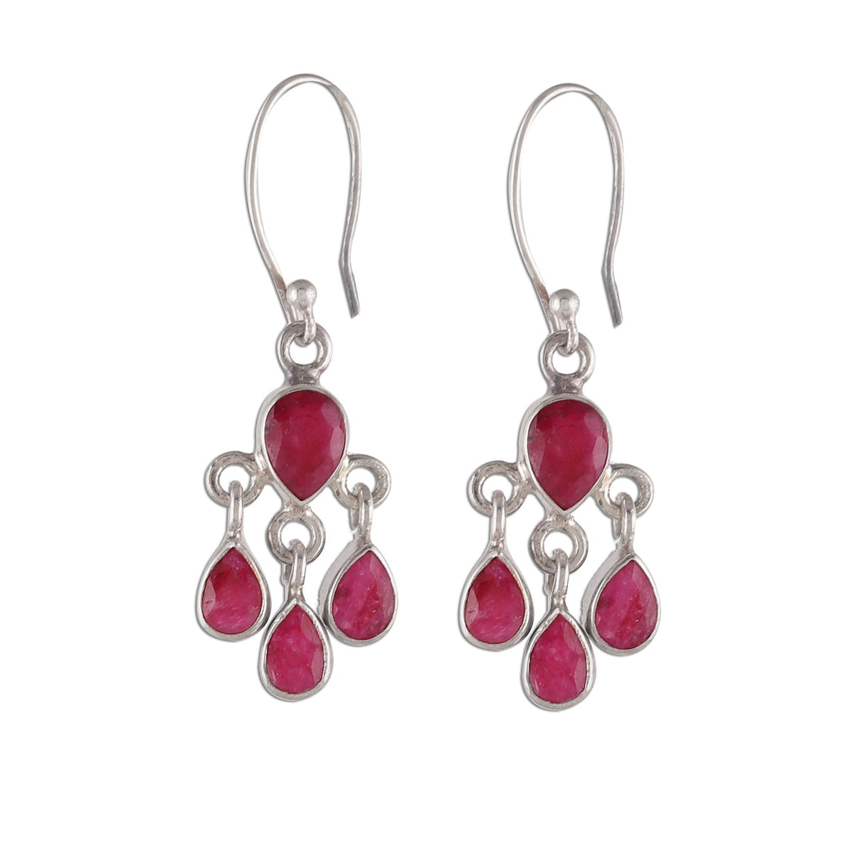 925 Sterling Silver Ruby Stone Gemstones - Elegant Drop Earrings for Women