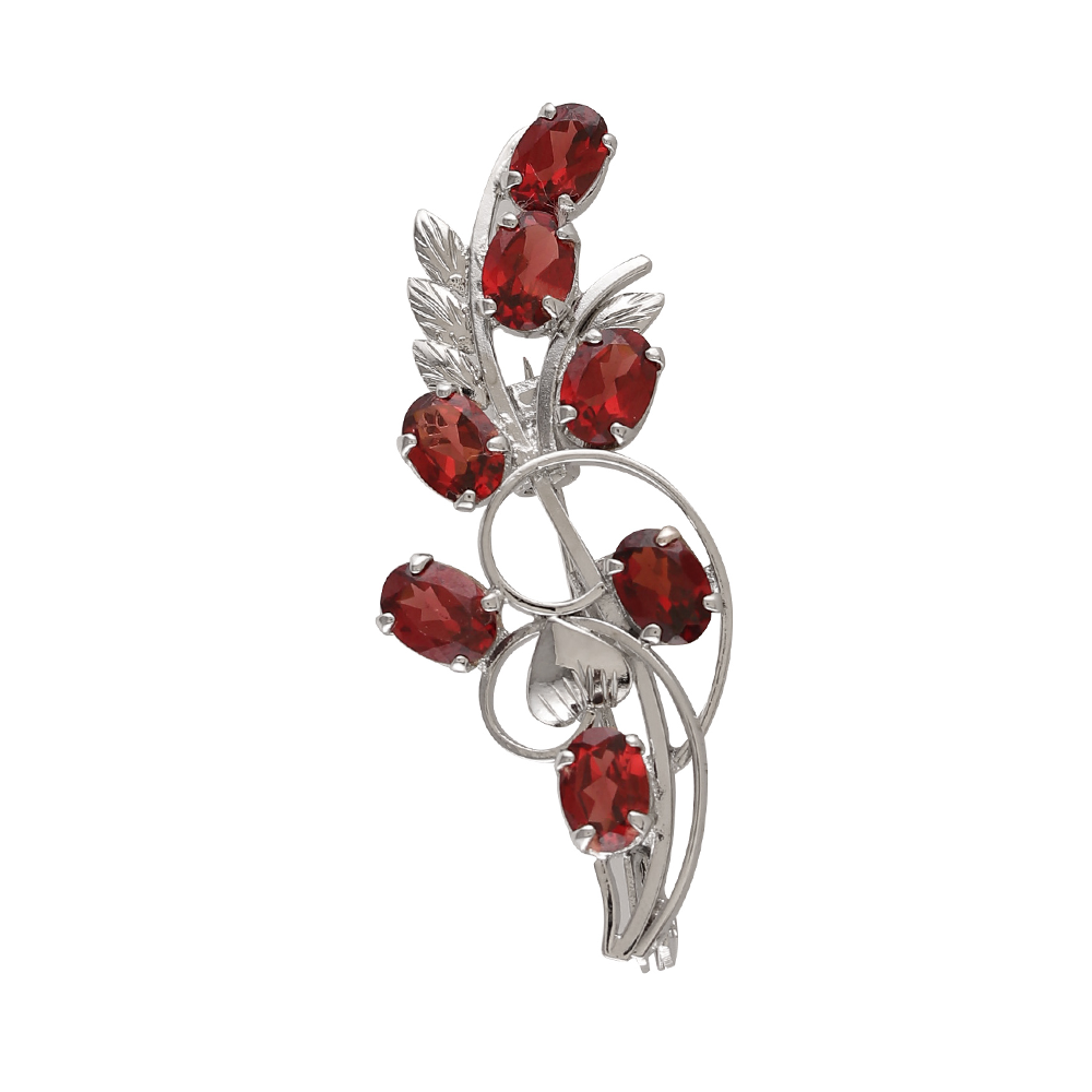 925 Silver Garnet Brooch - Handcrafted Stunning Red Gemstone Perfect for Adding Elegance to Any Outfit
