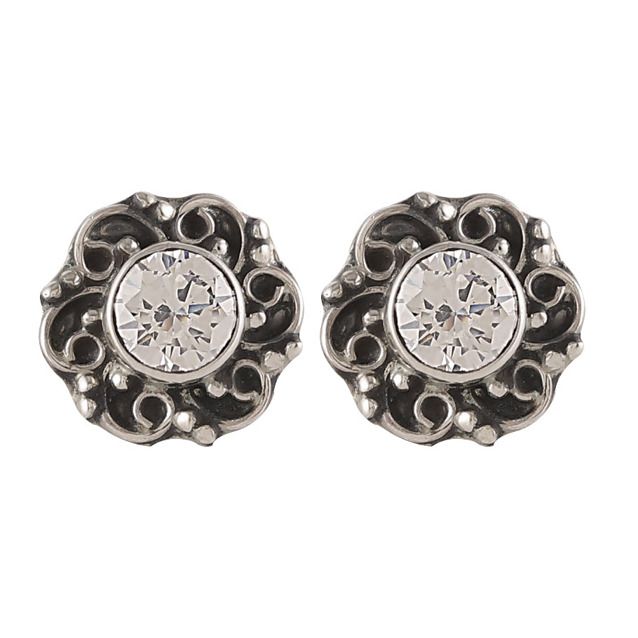 Sterling Silver Zircon Eartops - Classic Sparkling Stud Earrings for Women