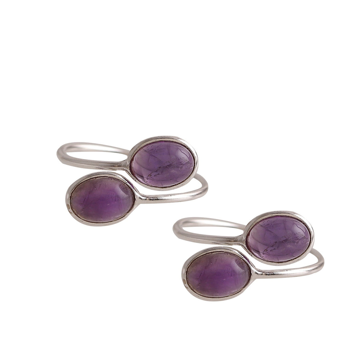 925 Sterling Silver Adjustable Amethyst Toe Rings