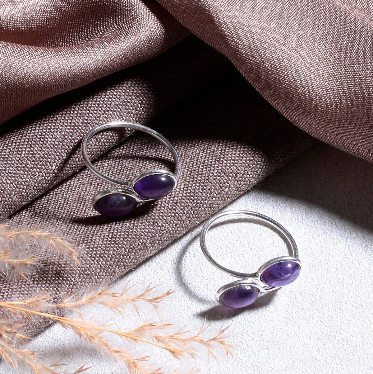 925 Sterling Silver Adjustable Amethyst Toe Rings