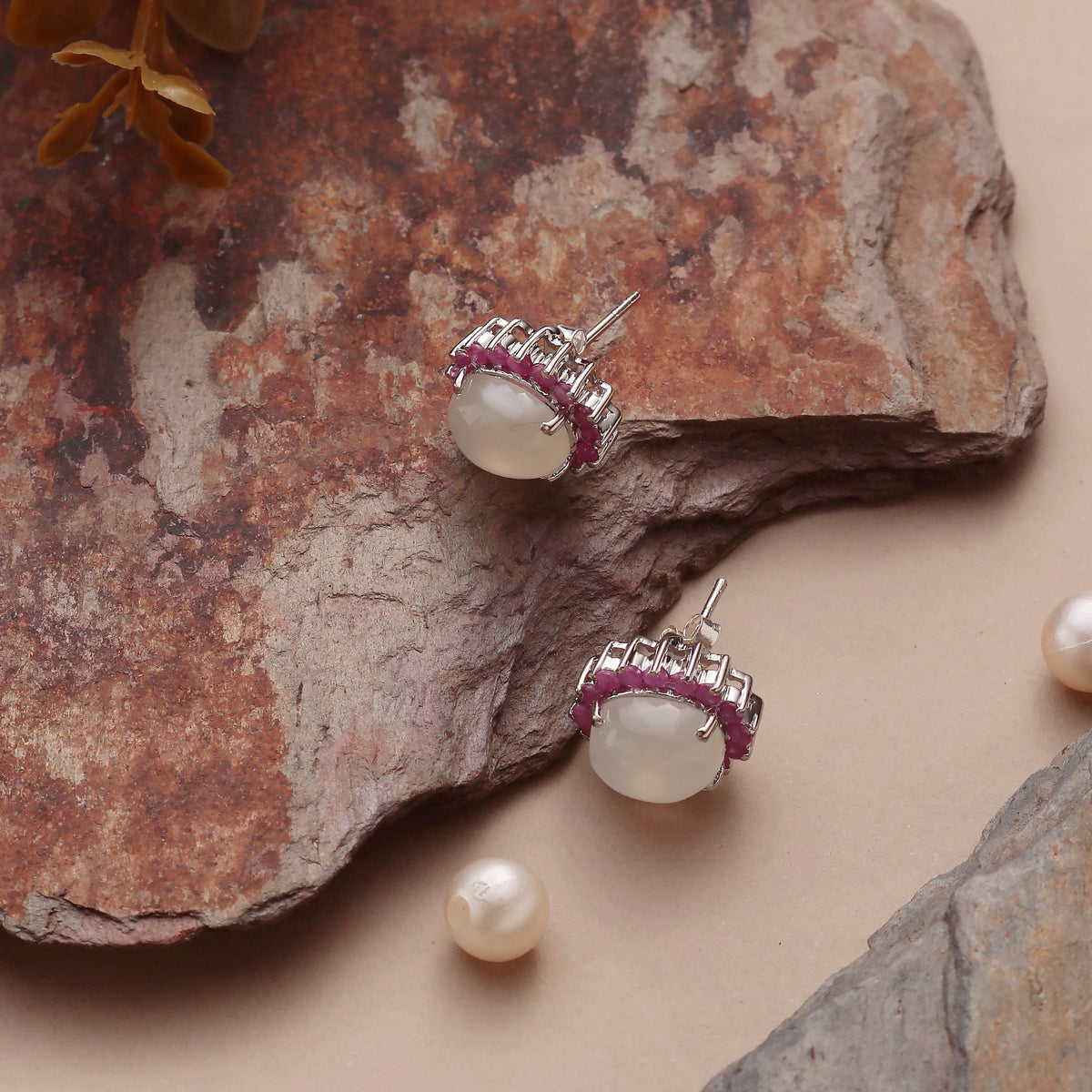 925 Sterling Silver Moonstone  Gemstone Stud Earrings for Women – Elegant Handmade Jewelry for Gifting & Everyday Wear