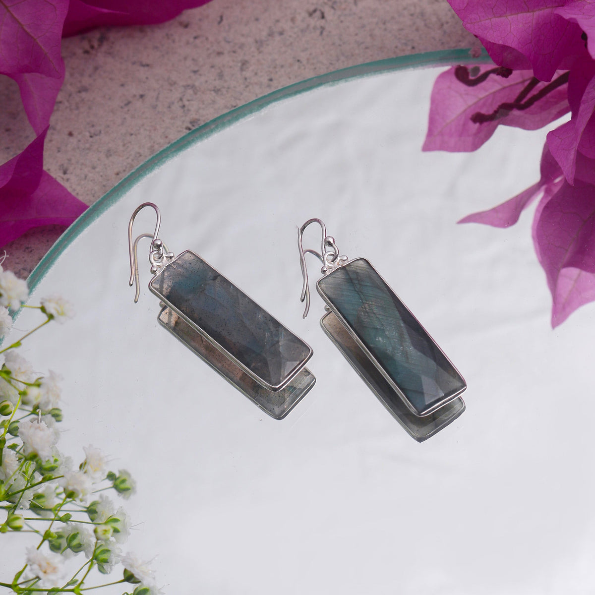 925 Sterling Silver Labradorite Earrings for Women | Natural  Gemstone Jewelry