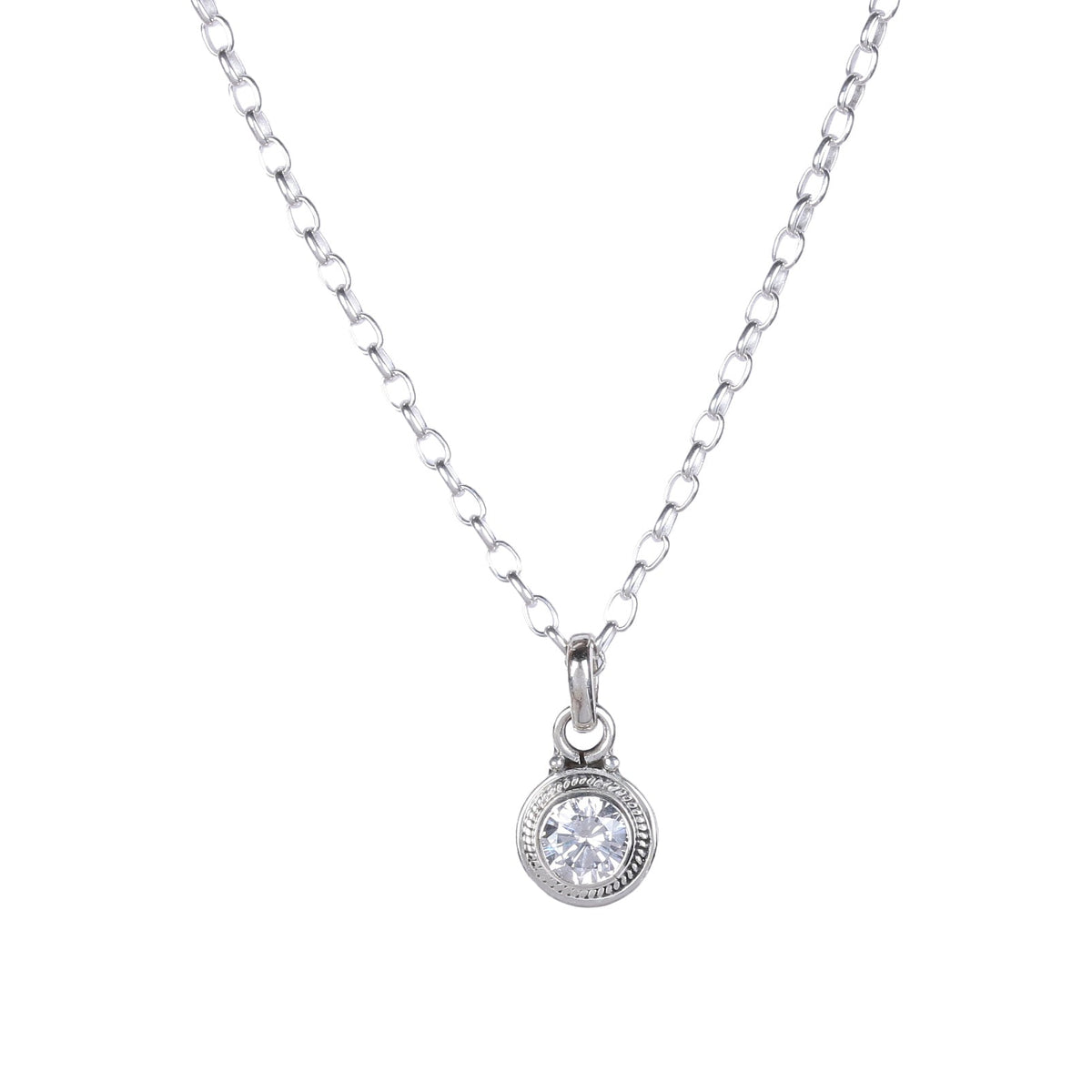 925 Sterling Silver AD Zircon  Pendant With Chain Handcrafted Jewelry for women