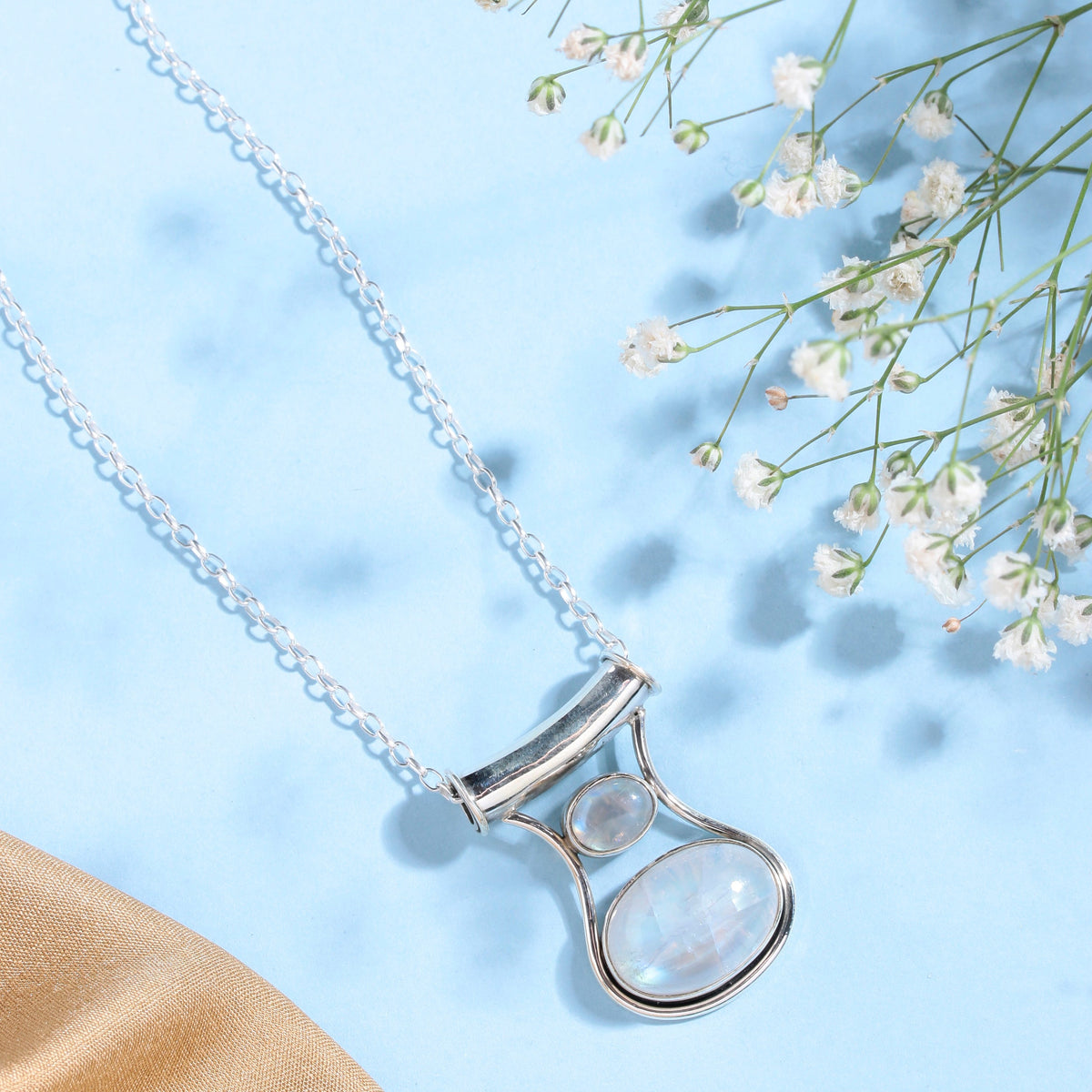 925 Sterling Silver Moonstone Pendant Necklace for Women with 18" Chain | Handmade Gemstone Jewelry | Healing Energy | Luxury Gift