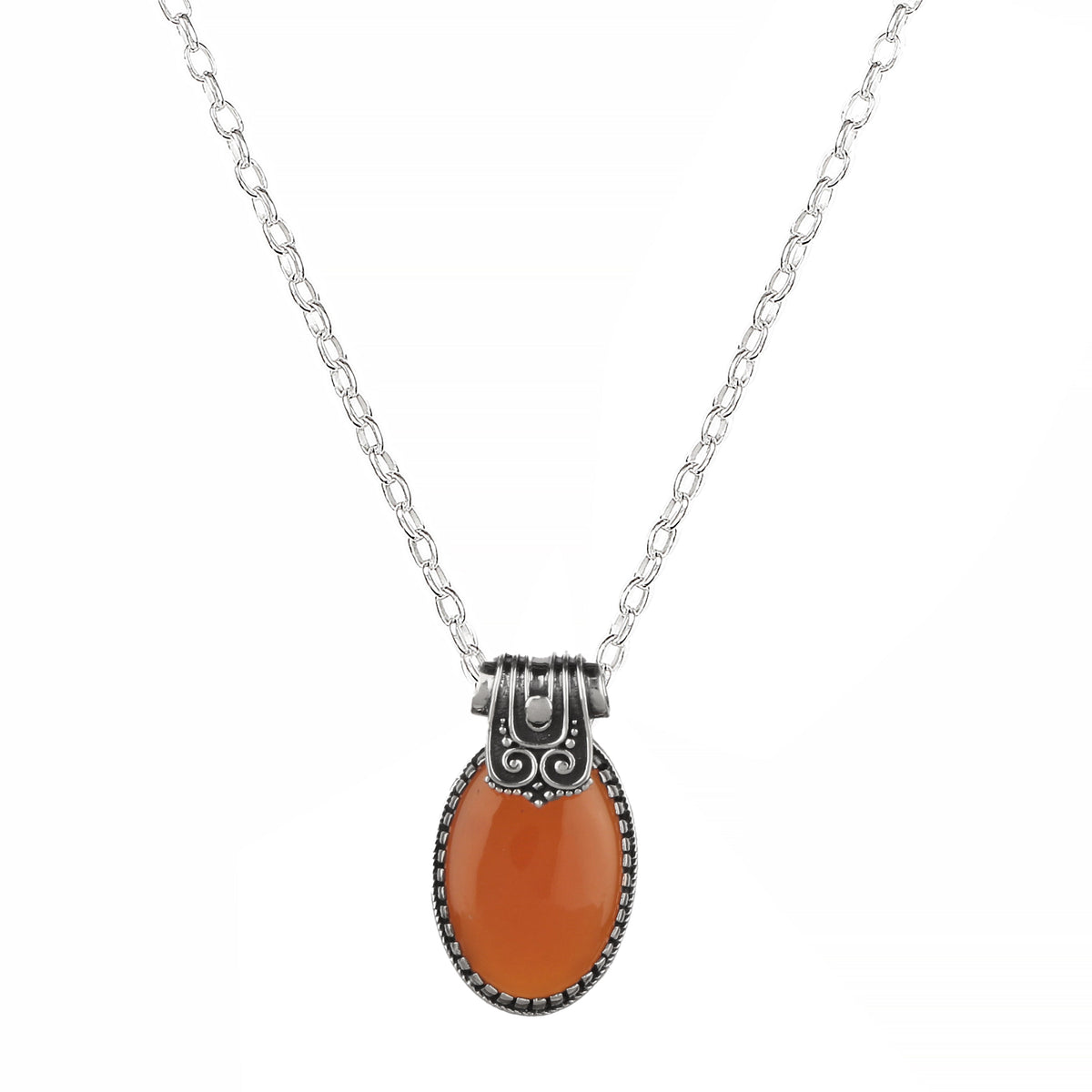 925 Sterling Silver Carnelian Pendant without Chain | Handcrafted orange Gemstone Jewelry | Elegant Calming Design