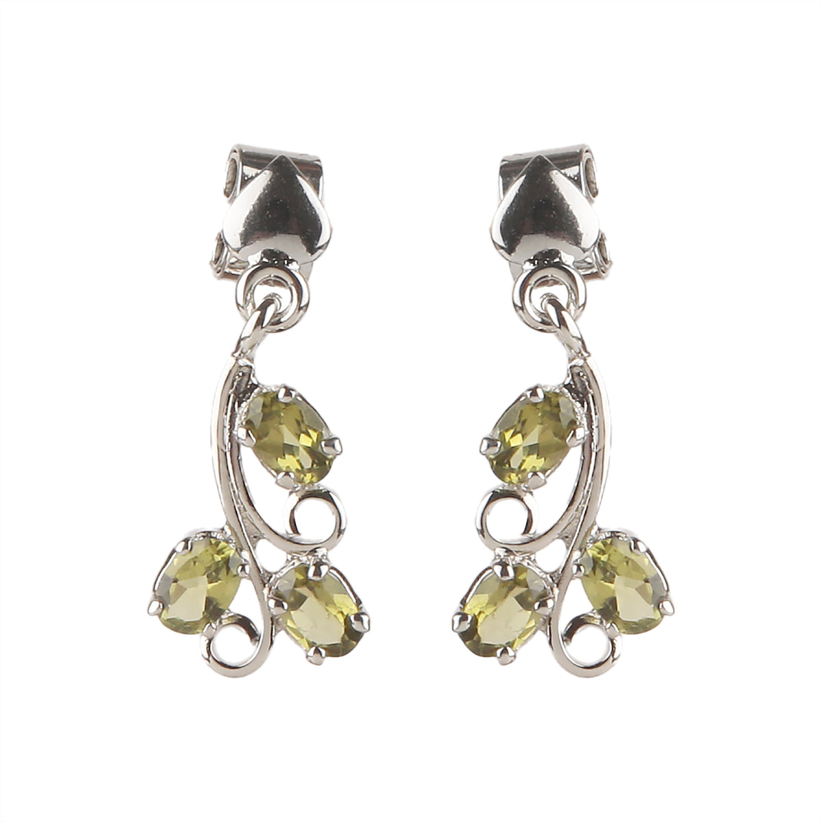 925 Sterling Silver Peridot Earrings for Women | Handcrafted Yellow Gemstone Jewelry | Bright Elegant Accessory