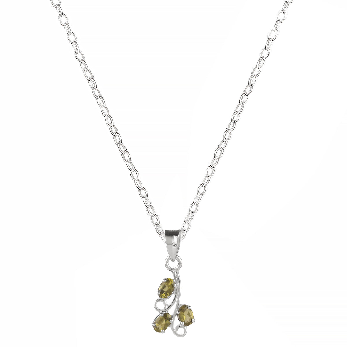 925 Sterling Silver Paridot Pendant without Chain | Handcrafted Light Green Gemstone Jewelry | Elegant Calming Design