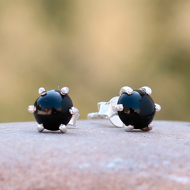 925  Silver Black Onyx Stone Eartops for Women – Handcrafted with, Elegant Statement Jewelry for Any Occasion