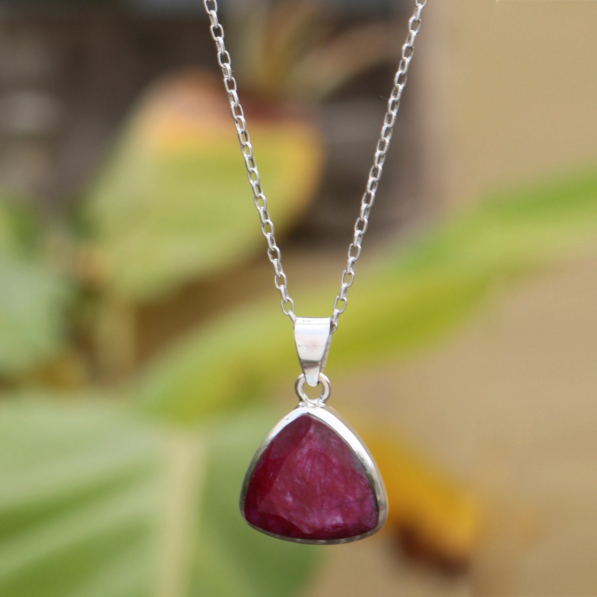 925 Sterling Silver Ruby Pendant  Elegant Handmade Jewelry