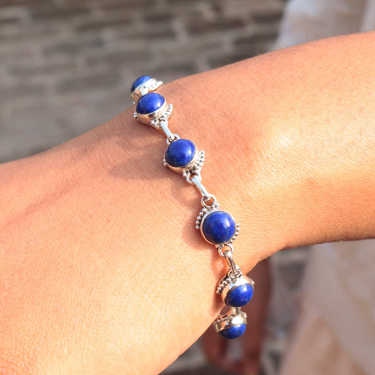 925 Sterling Silver Lapis Lazuli Bracelet  Elegant Handmade Gemstone Jewelry
