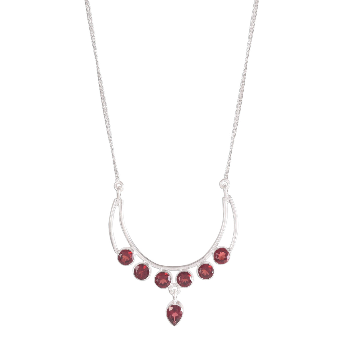 Handcrafted Sterling Silver Garnet Necklace – Classic and Luxurious