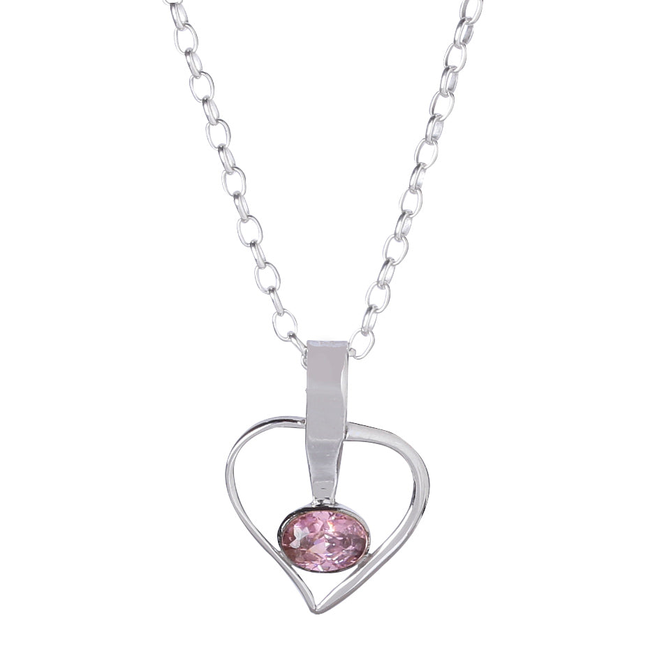 925 Sterling Silver Pink AD Pendant in Sterling Silver, Elegant Handmade Jewellery for Women, Classic and Timeless Design