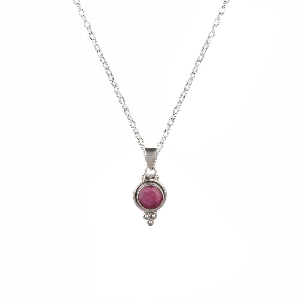 925 Sterling Silver Ruby Pendant Necklace for Women with 18" Chain | Handmade Red Gemstone Jewelry | Romantic Elegant Gift for Her
