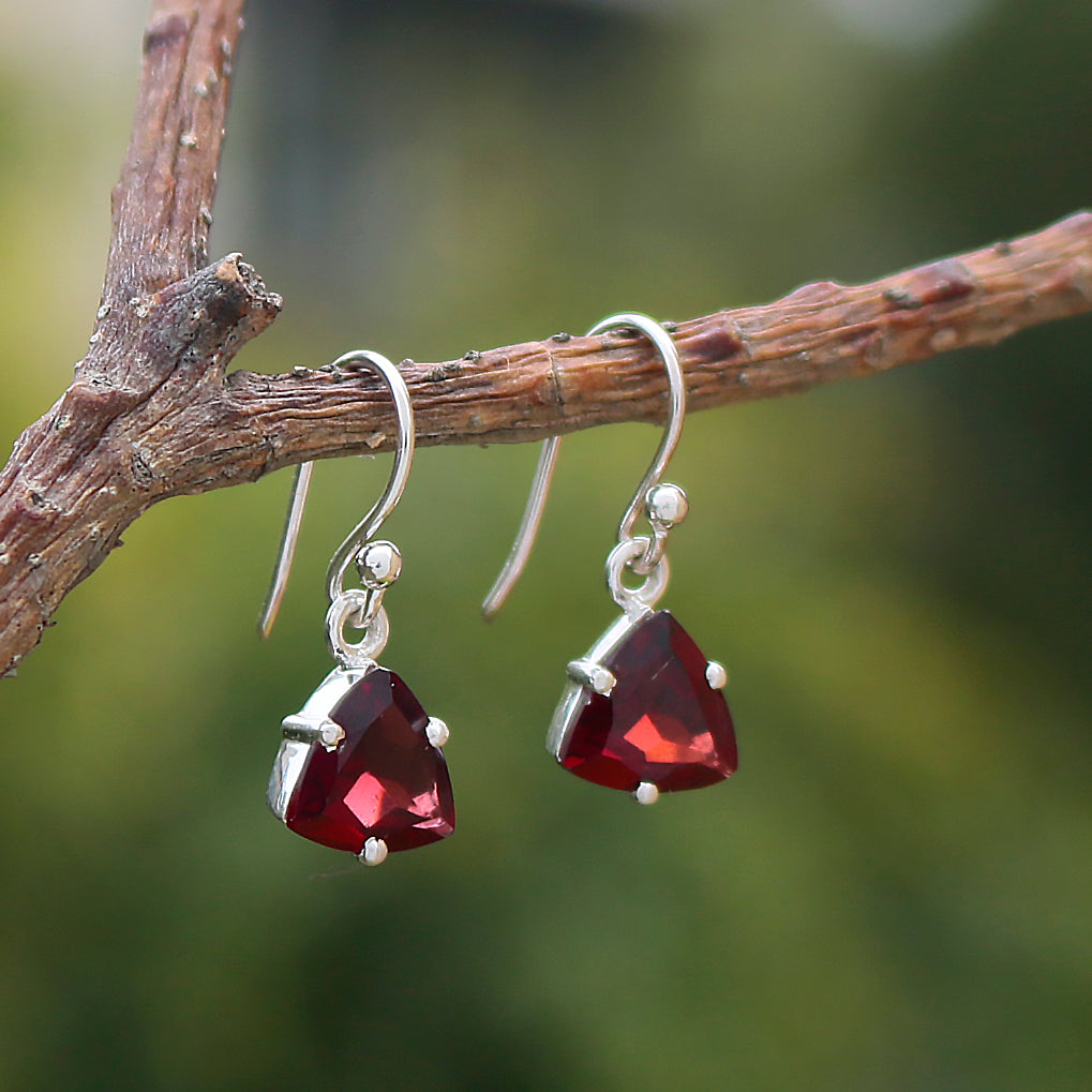 925 Silver Garnet Earrings – Stunning natural Garnet stones for calming energy. Perfect healing gift for women
