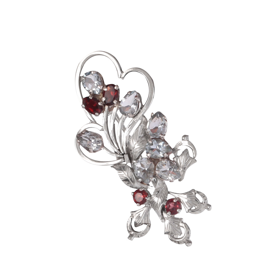 925 Silver Brooch with Garnet and Blue Topaz Accents – Luxury Statement Jewelry