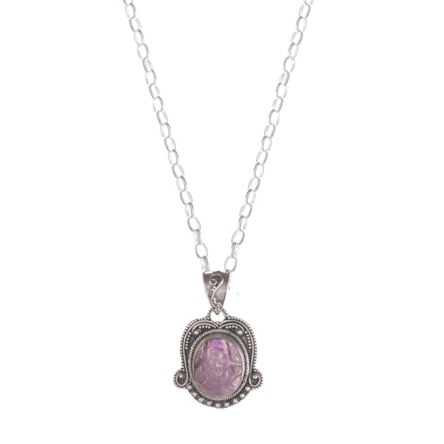 925 Sterling silver Oxidised Finish Amethyst Pendent