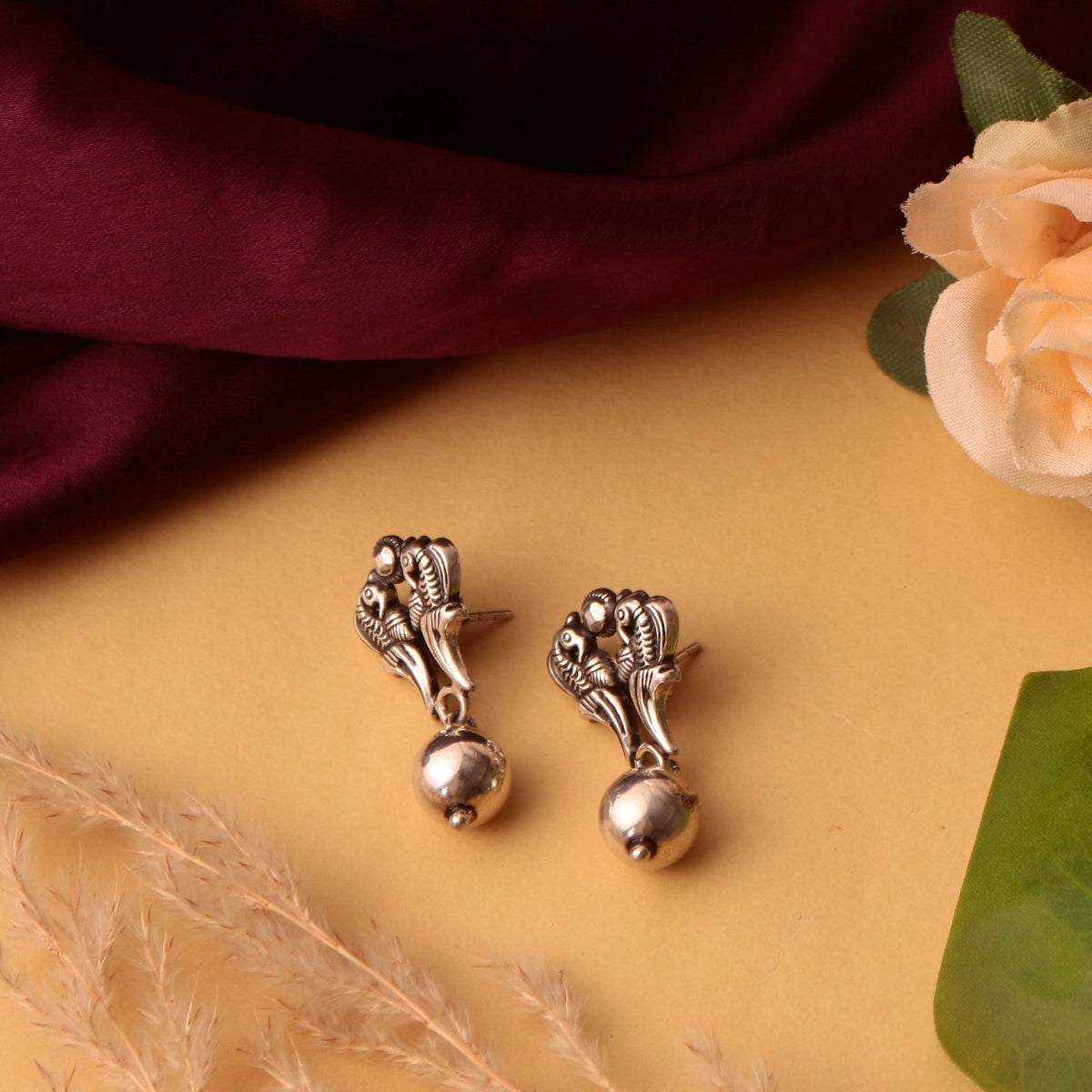 Handcrafted Sterling Silver Bird Motif Earrings – Elegant & Timeless