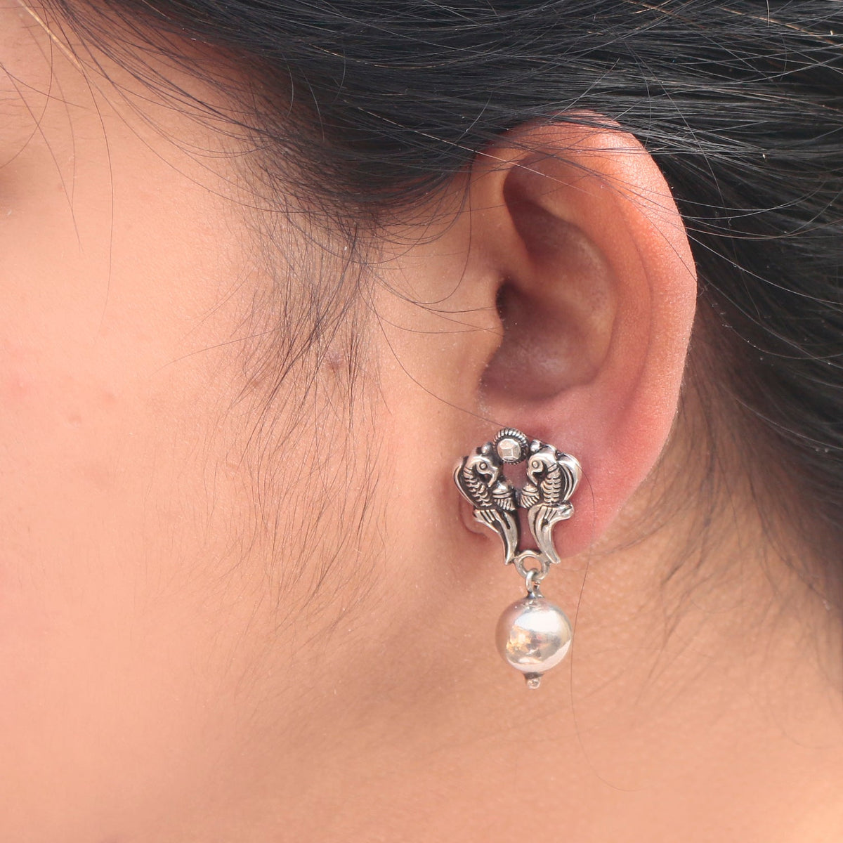Handcrafted Sterling Silver Bird Motif Earrings – Elegant & Timeless