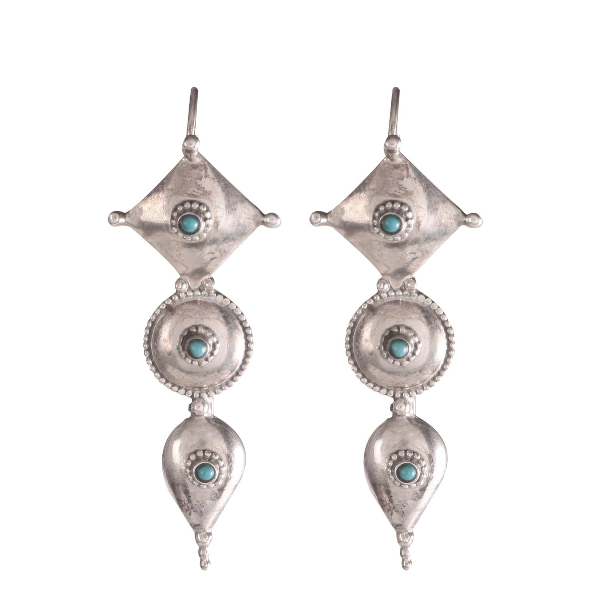 925 Vintage-Inspired Sterling Silver Earrings with Turquoise Accents – Boho Chic Dangle Design