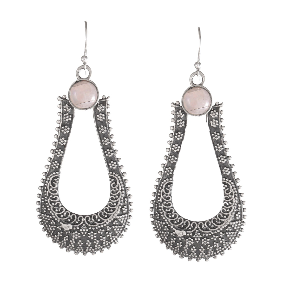 925 Sterling Silver Moonstone Vintage Boho Earrings – Handcrafted Ethnic Jewelry