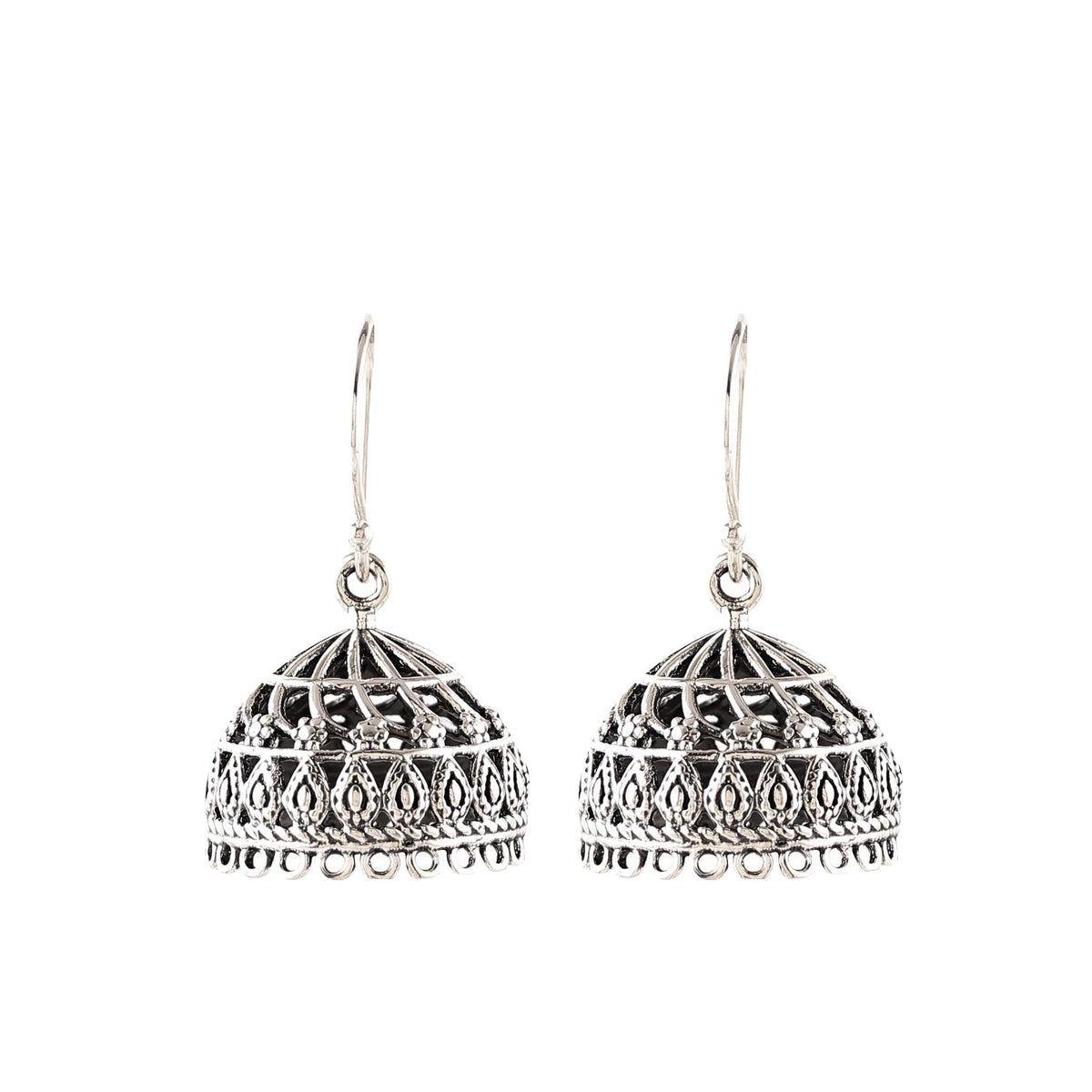 925 Sterling Silver Jhumka Earrings – Traditional Indian Oxidized Dangle Jewelry