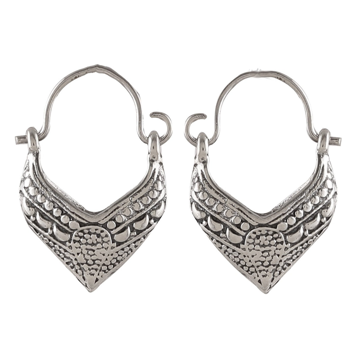 925 Sterling Silver Vintage Boho Hoop Earrings – Handcrafted Tribal Design